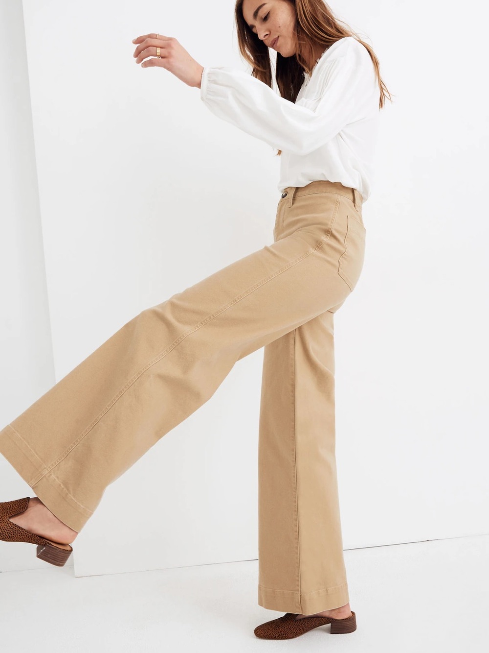 NWT Madewell Emmet Wide Leg High-Rise Jeans in Khaki Size 26T Office Minimalist